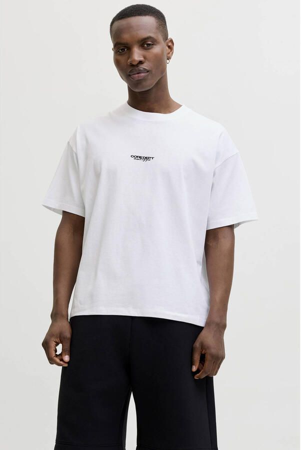 JACK & JONES CORE relaxed T-shirt met backprint wit