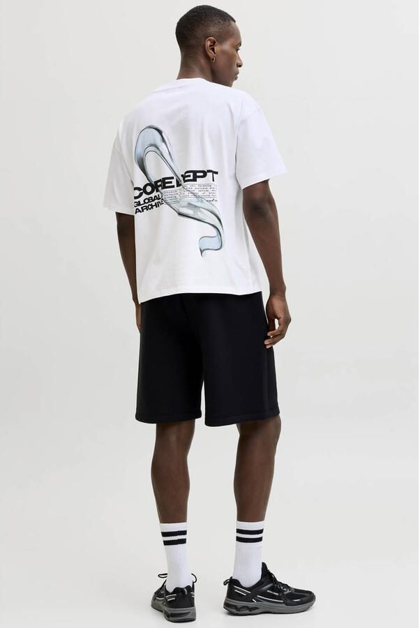 JACK & JONES CORE relaxed T-shirt met backprint wit - Foto 3