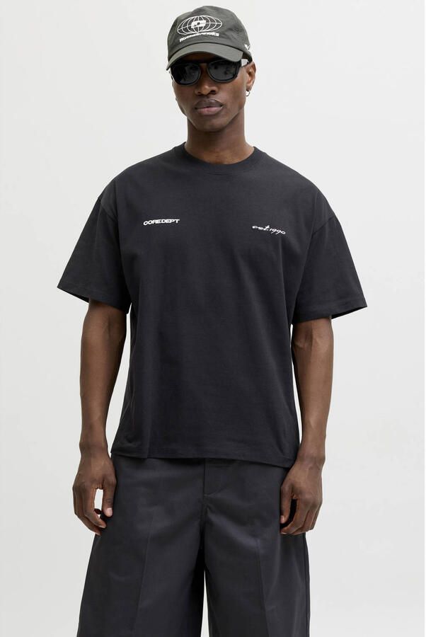 JACK & JONES CORE relaxed T-shirt met backprint zwart