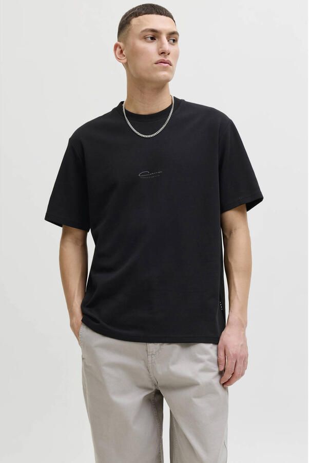 JACK & JONES CORE relaxed T-shirt met backprint zwart