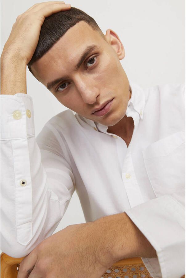 Jack & jones Casual Oxford Overhemd met Button-Down Kraag White Heren