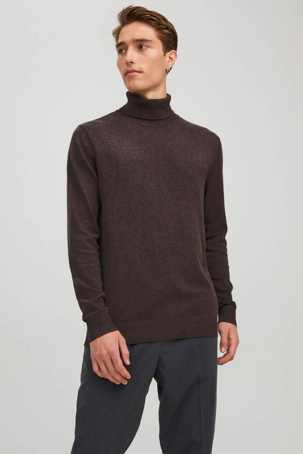 JACK & JONES ESSENTIALS coltrui fijn gebreid donkerbruin - Foto 2