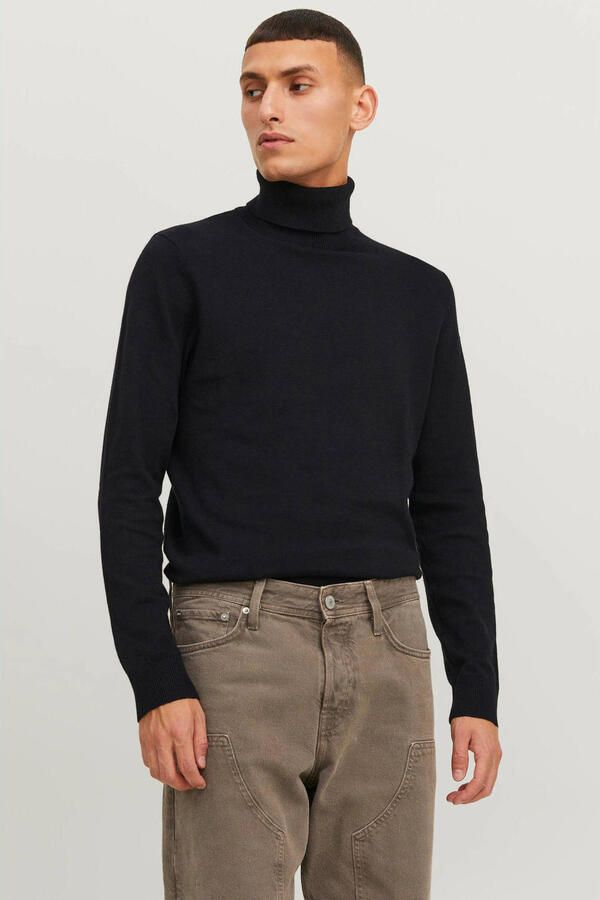Jack & jones Heren Rollneck Sweater Eemil Gebreid Black Heren