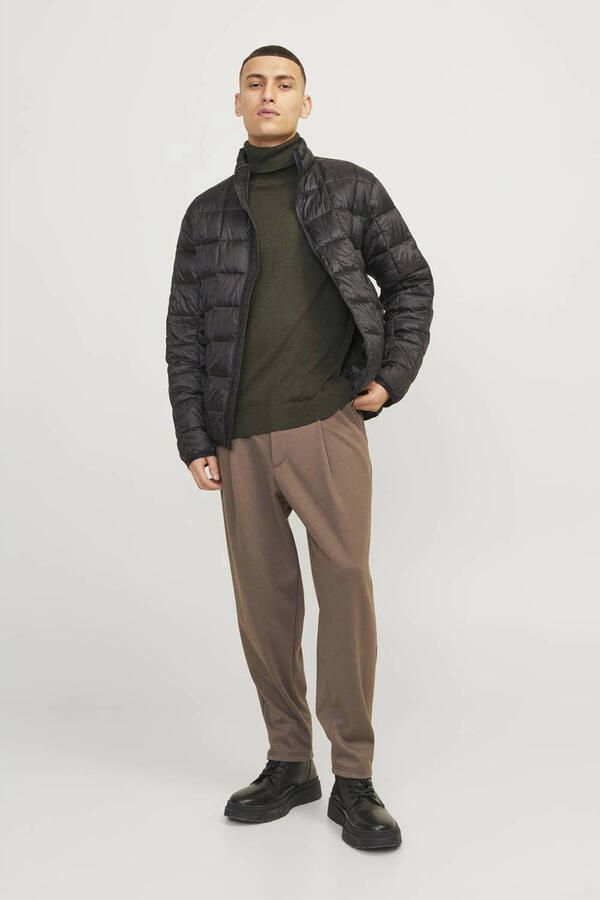 JACK & JONES ESSENTIALS fijngebreide coltrui JJEEMIL olive night - Foto 3