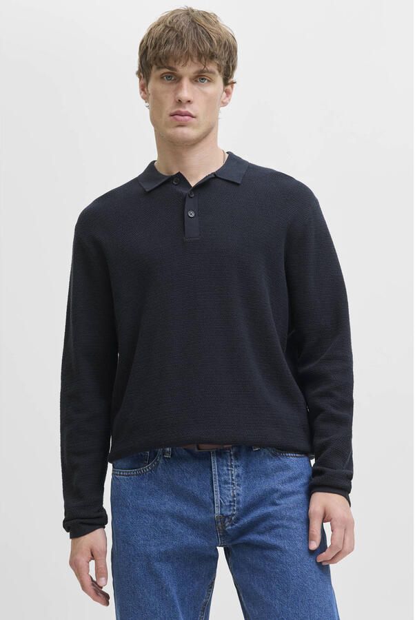 JACK & JONES ESSENTIALS gebreide trui met textuur donkerblauw - Foto 2