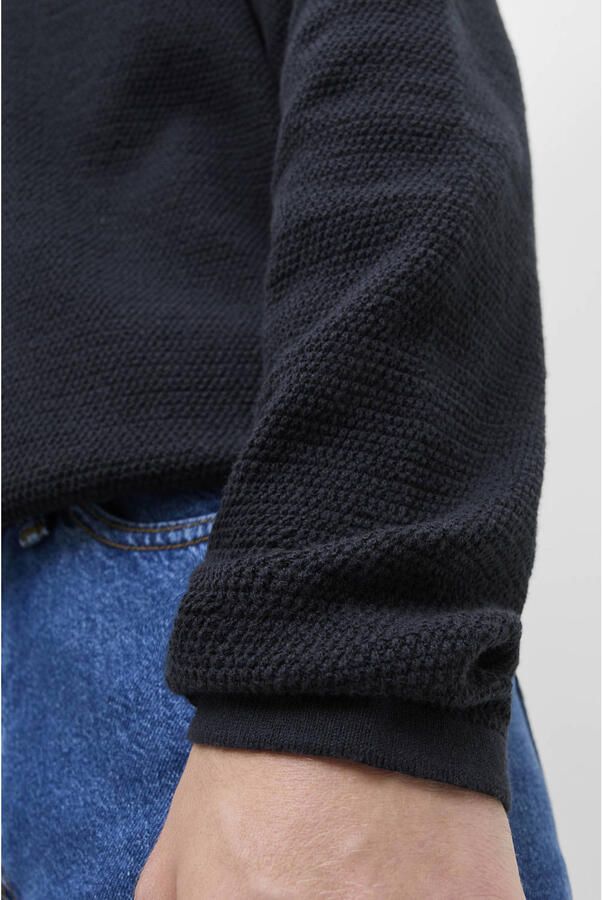 JACK & JONES ESSENTIALS gebreide trui met textuur donkerblauw