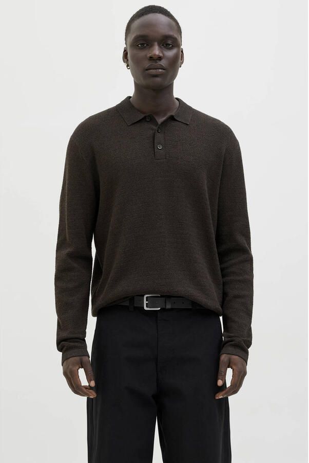 JACK & JONES ESSENTIALS gebreide trui met textuur donkerbruin - Foto 2