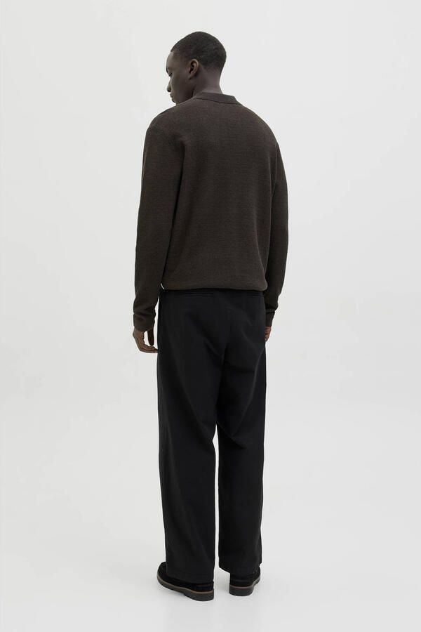 JACK & JONES ESSENTIALS gebreide trui met textuur donkerbruin