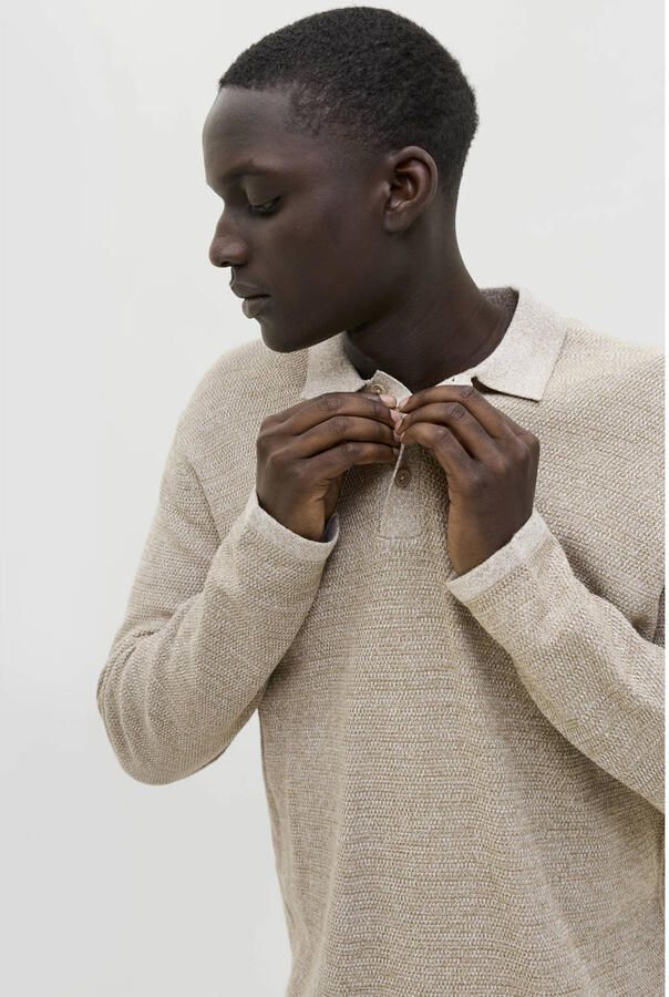 JACK & JONES ESSENTIALS gebreide trui met textuur grijsgroen