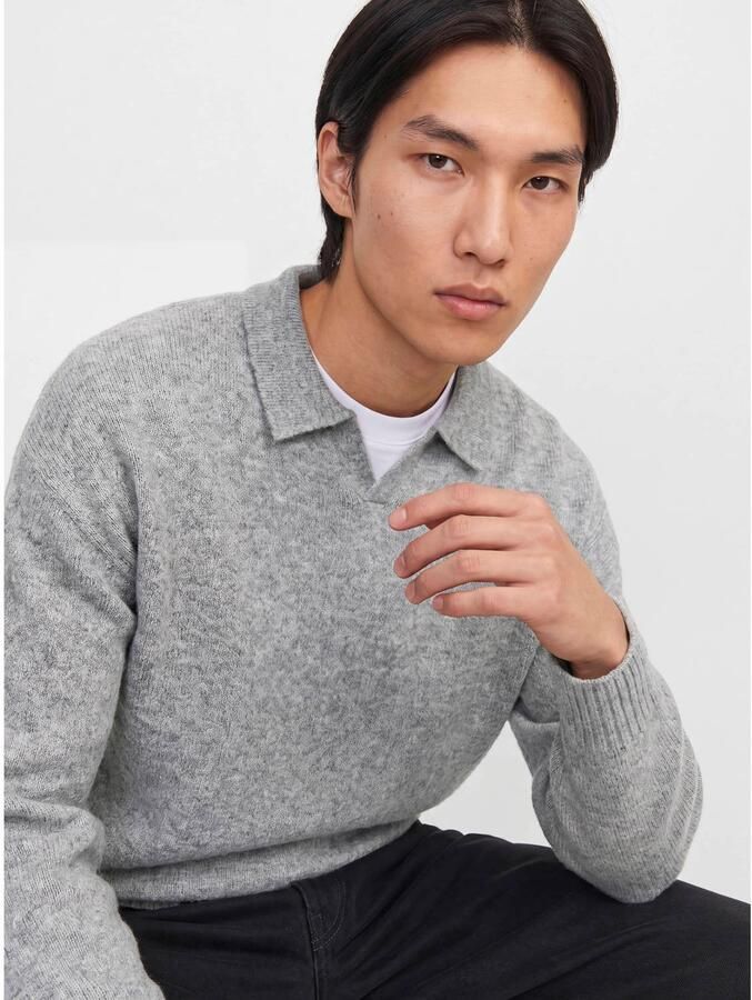 JACK & JONES ESSENTIALS gebreide trui met wol lichtgrijs - Foto 2