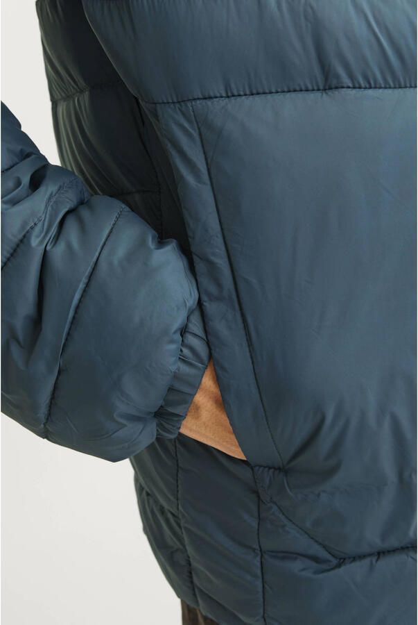 JACK & JONES ESSENTIALS gewatteerde jas JJESPRINT petrol