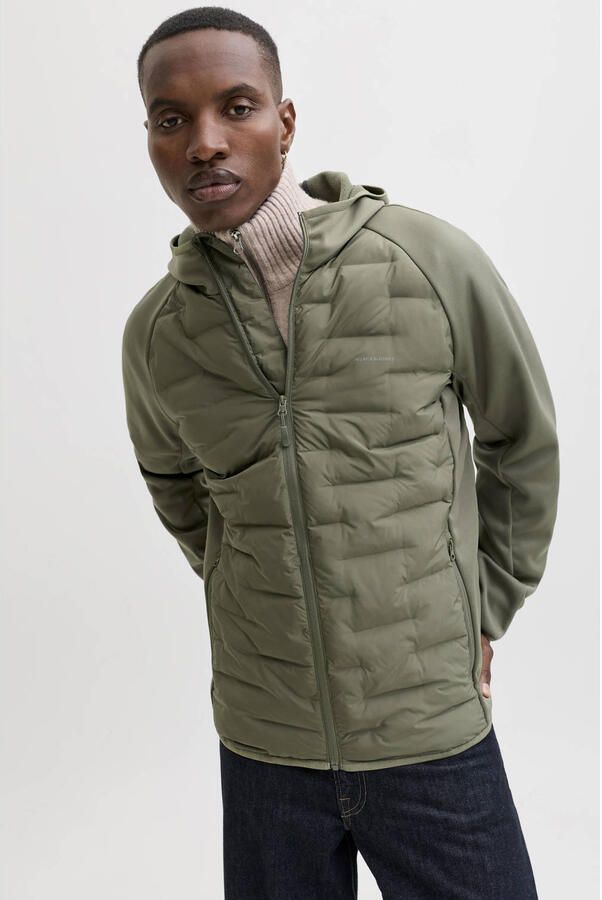 JACK & JONES ESSENTIALS gewatteerde jas olijfgroen - Foto 3