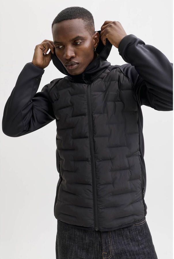 JACK & JONES ESSENTIALS gewatteerde jas zwart