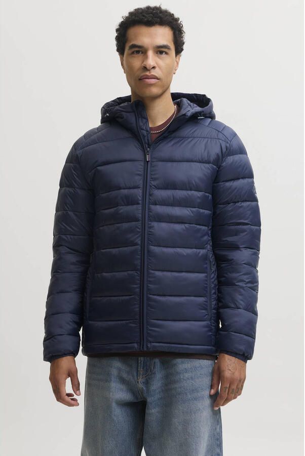 JACK & JONES ESSENTIALS gewatteerde quilted jas donkerblauw