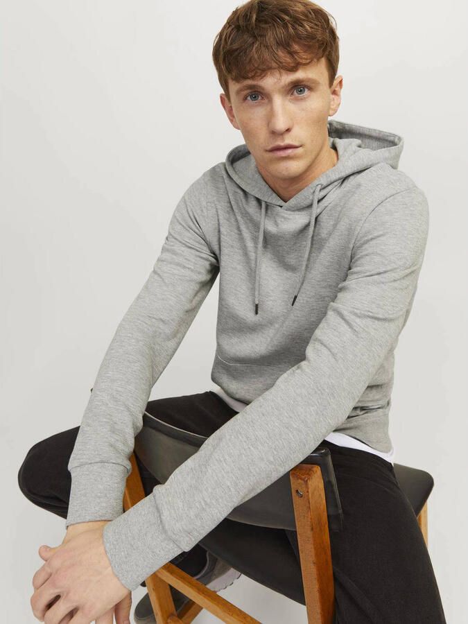 JACK & JONES ESSENTIALS hoodie JJEBASIC grijs melange - Foto 3