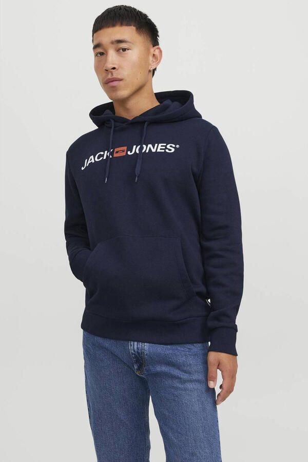 Jack & Jones Hoodie JJECORP Hoodie met logo en hoog draagcomfort bedrukt casual regular fit katoenmix ronde hals