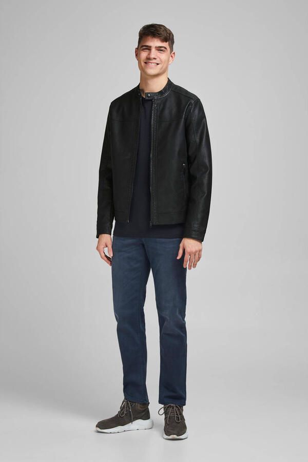 Jack & jones Zwarte Eco-Leren Polyamide Herenjas Black Heren