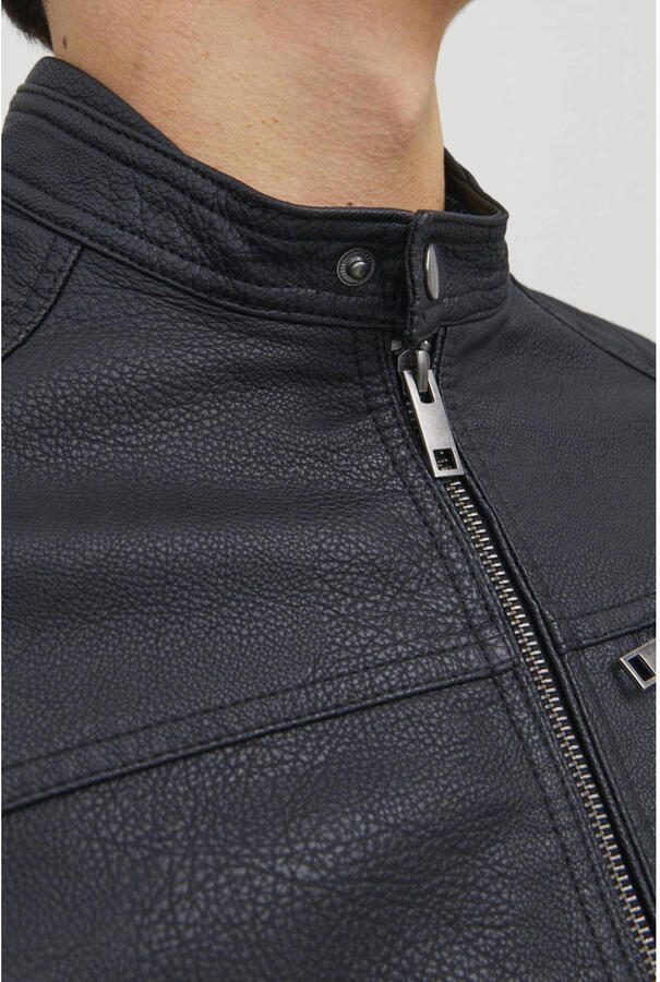 Jack & Jones Imitatieleren jack JJEROCKY in kunstlederen look met zakken met ritssluiting - Foto 3