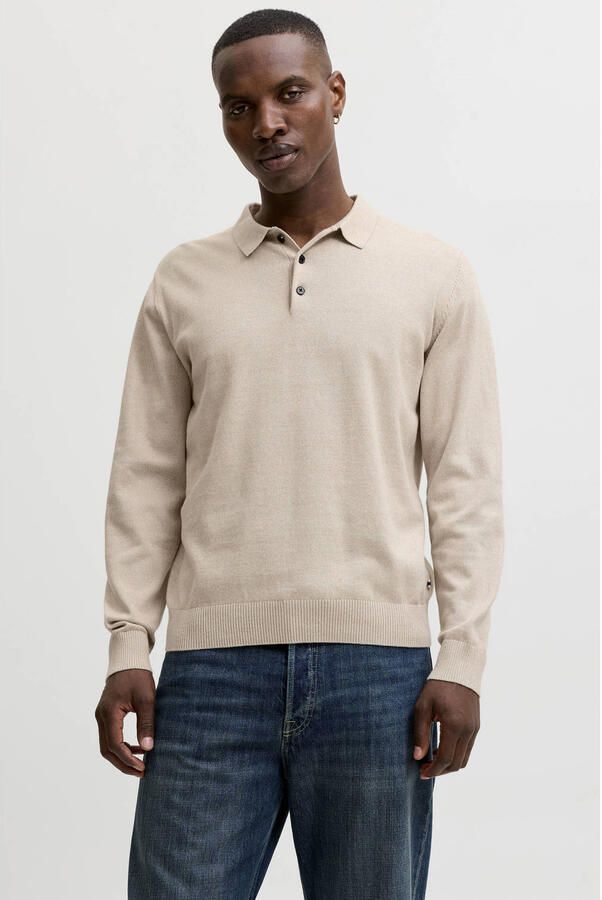 JACK & JONES ESSENTIALS katoenen regular fit gebreide trui moonbeam