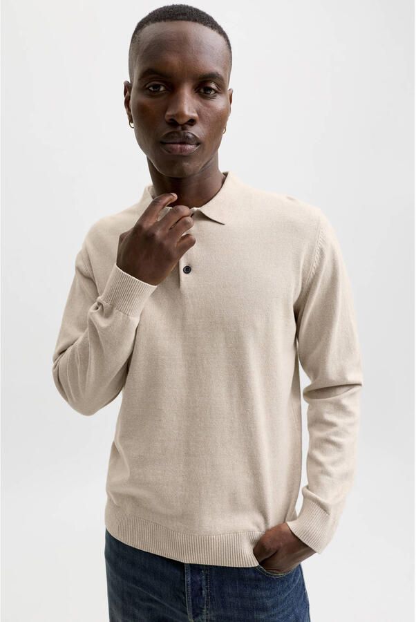 JACK & JONES ESSENTIALS katoenen regular fit gebreide trui moonbeam - Foto 3