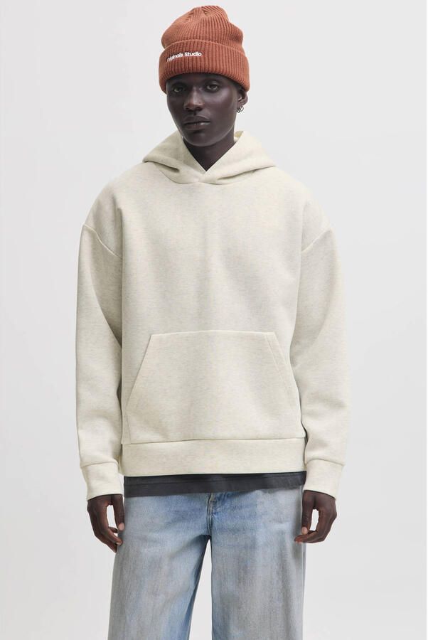 JACK & JONES ESSENTIALS oversized gemêleerde hoodie wit