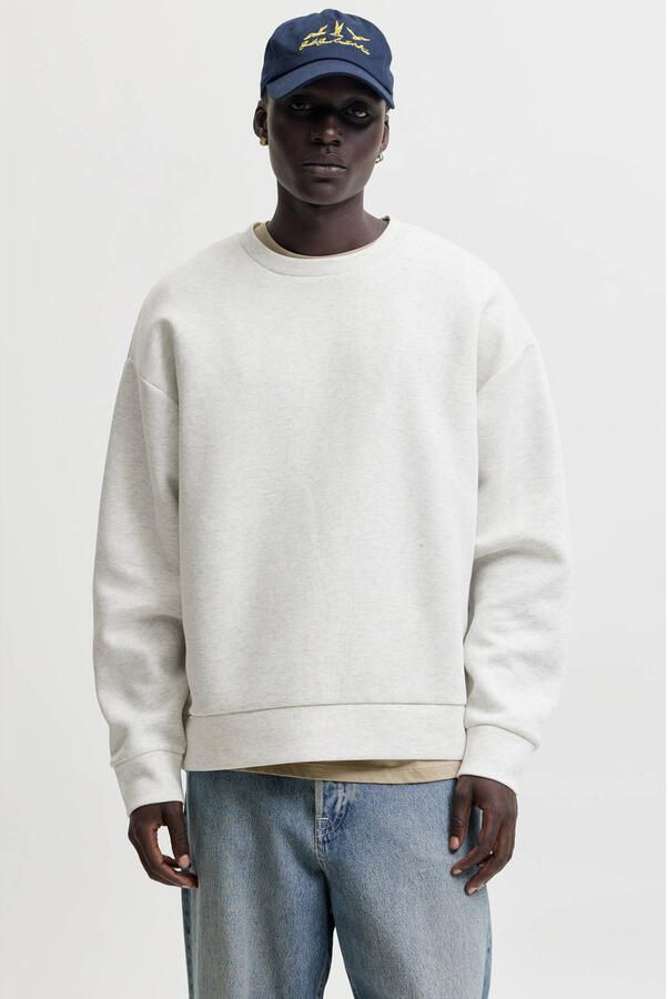 JACK & JONES ESSENTIALS oversized gemêleerde sweater wit