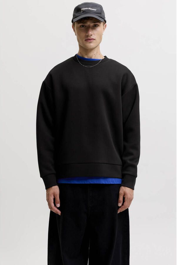 JACK & JONES ESSENTIALS oversized sweater zwart