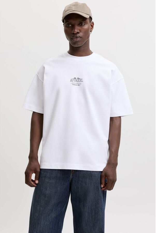 JACK & JONES ESSENTIALS oversized T-shirt met backprint wit - Foto 3