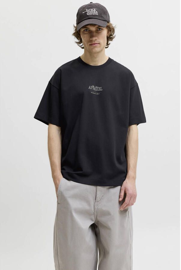 JACK & JONES ESSENTIALS oversized T-shirt met backprint zwart
