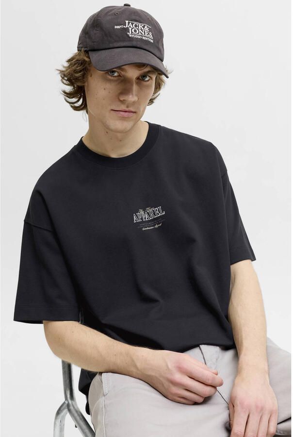 JACK & JONES ESSENTIALS oversized T-shirt met backprint zwart - Foto 3