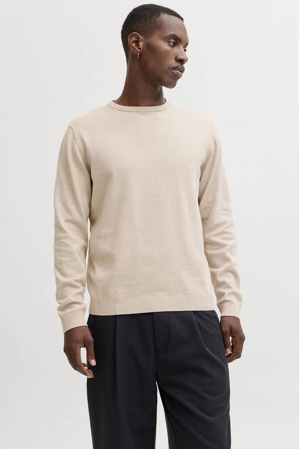 JACK & JONES ESSENTIALS pullover fijn gebreid beige