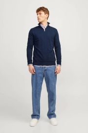 Jack & Jones Gebreide trui EMIL KNIT HALF ZIP met korte ritssluiting in troyer-look - Thumbnail 3