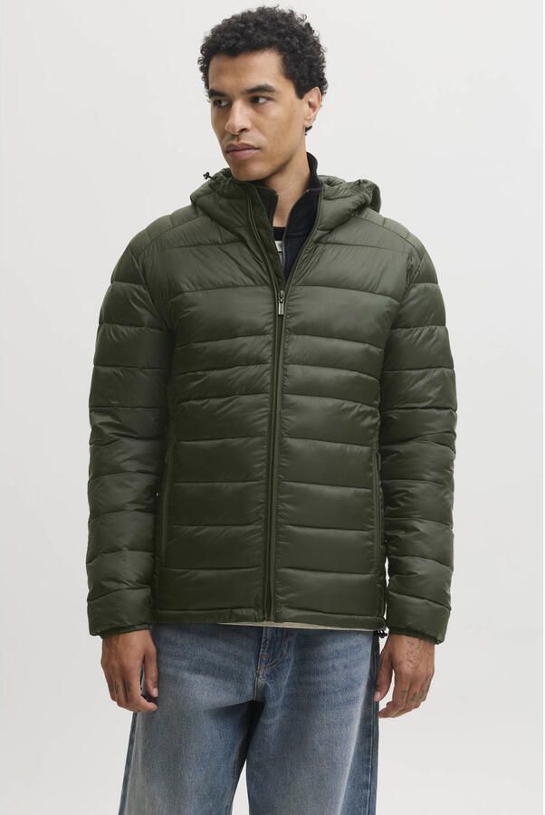 JACK & JONES ESSENTIALS quilted gewatteerde jas donkergroen