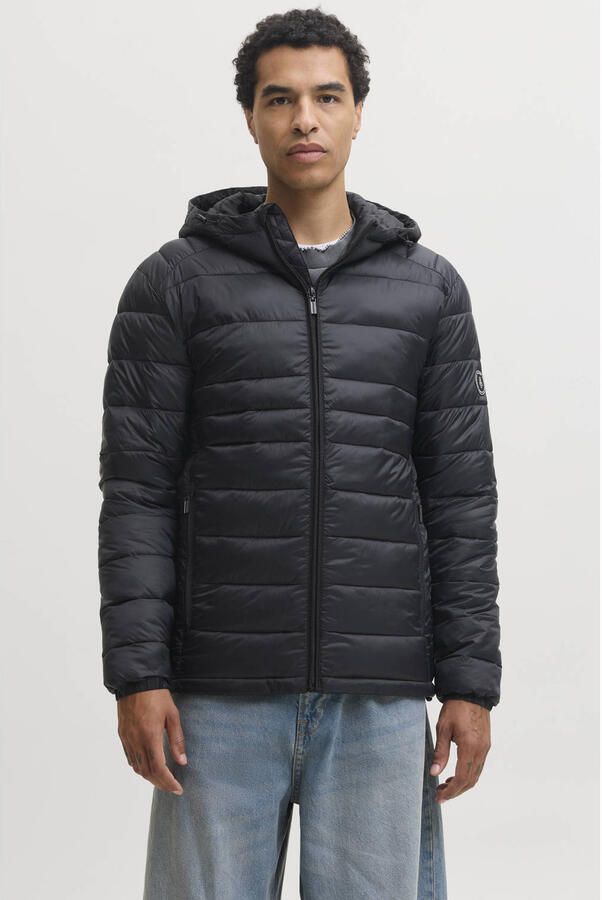 JACK & JONES ESSENTIALS quilted gewatteerde jas zwart