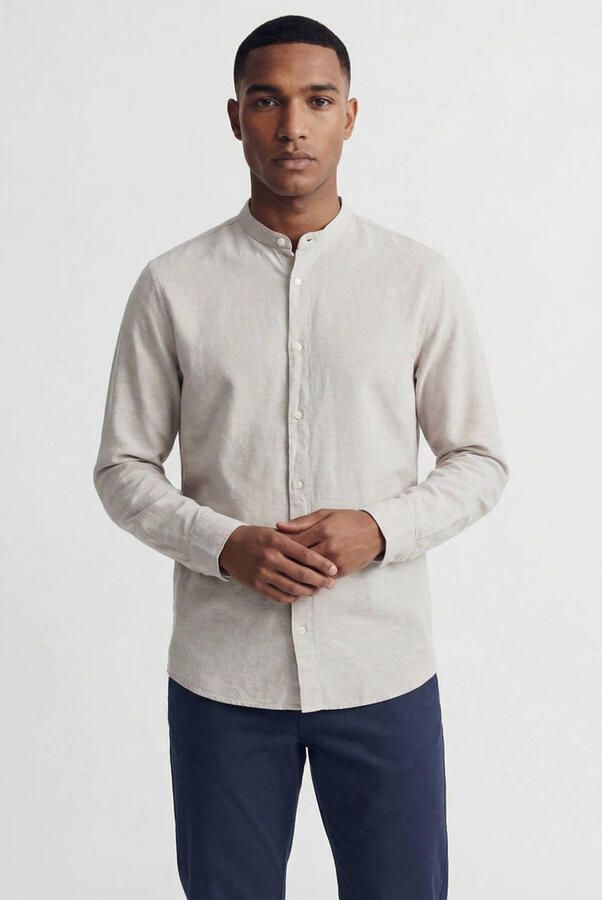 JACK & JONES ESSENTIALS regular casual overhemd met linnen beige
