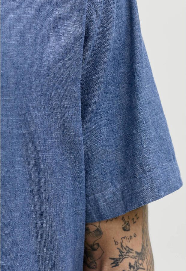 JACK & JONES ESSENTIALS regular casual overhemd met linnen blauw - Foto 2