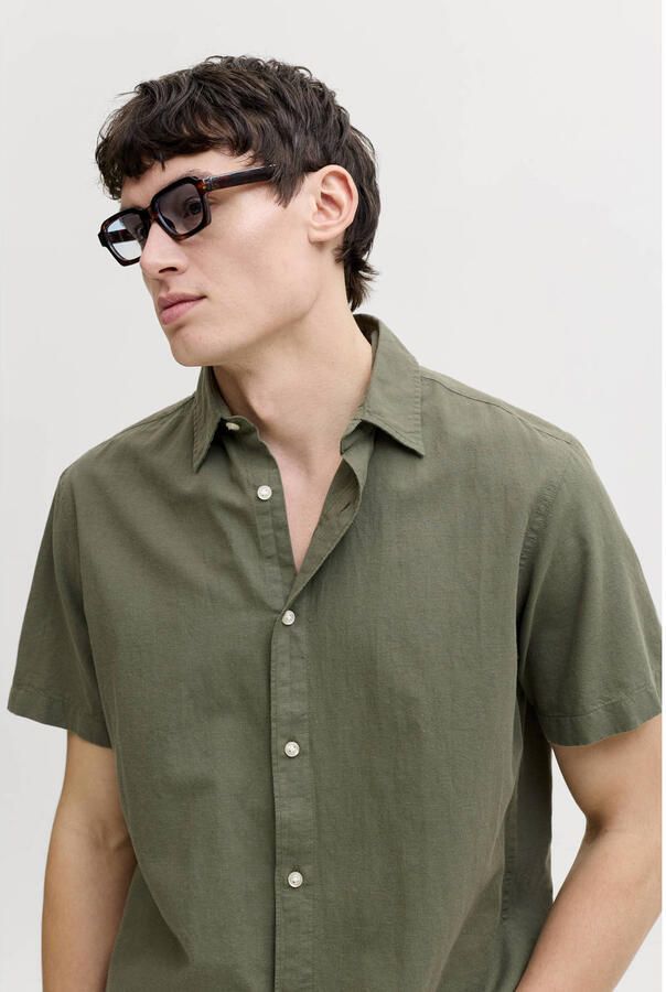 Jack & jones regular fit vrijetijdsoverhemd van mix van katoen en linnen - Foto 3
