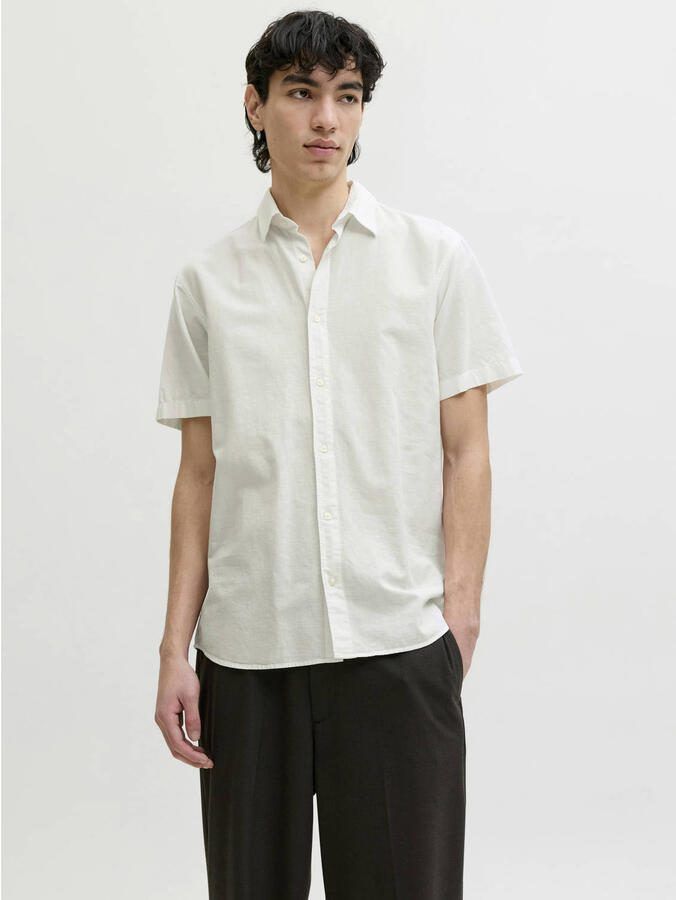Jack & jones regular fit vrijetijdsoverhemd van mix van katoen en linnen