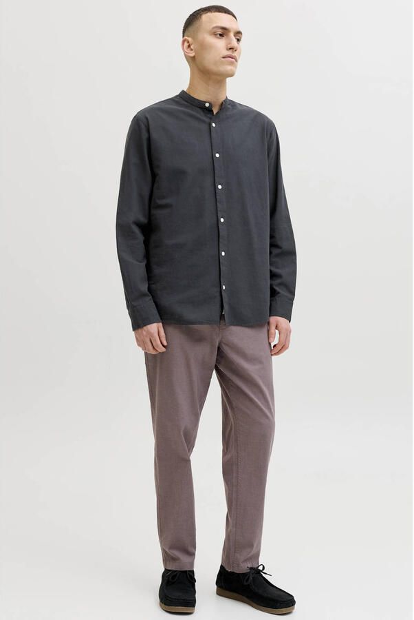 JACK & JONES ESSENTIALS regular casual overhemd met linnen zwart - Foto 2