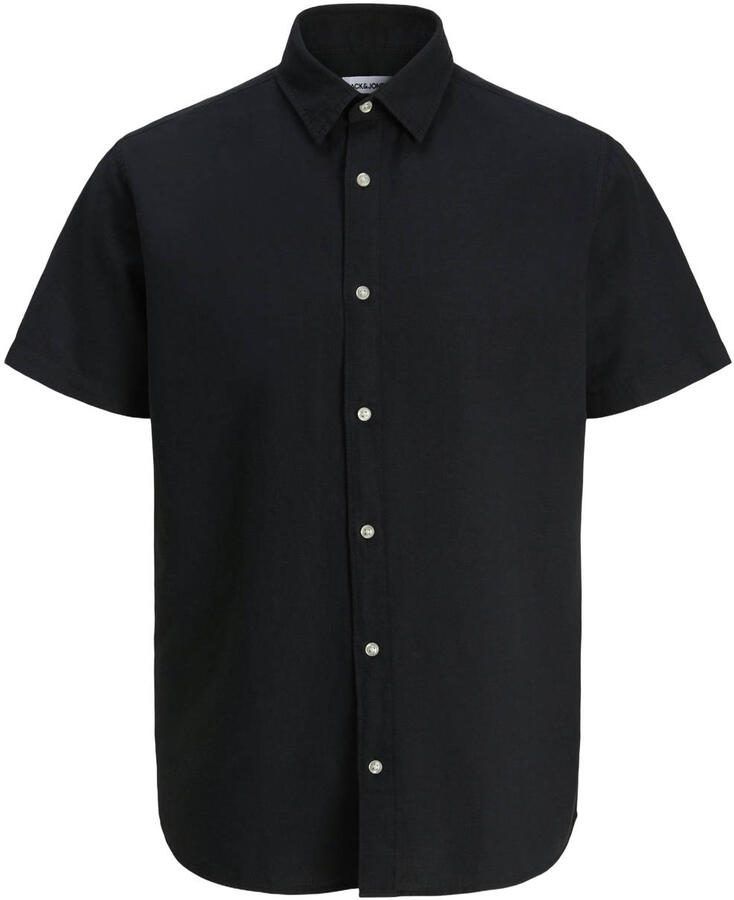 Jack & jones regular fit vrijetijdsoverhemd van mix van katoen en linnen