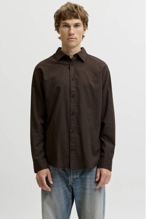 JACK & JONES ESSENTIALS regular fit casual overhemd mulch