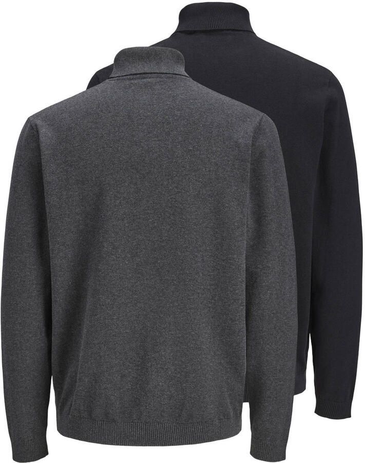 JACK & JONES ESSENTIALS regular fit gebreide coltrui zwart donkergrijs (set van 2) - Foto 2
