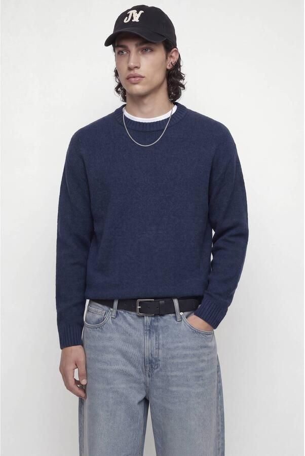 JACK & JONES ESSENTIALS regular fit gebreide trui met wol blauw