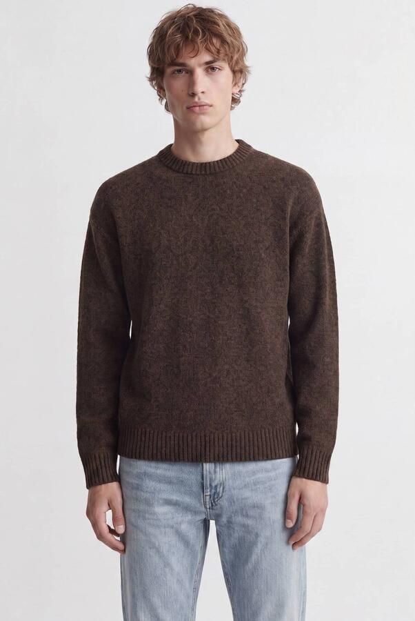 JACK & JONES ESSENTIALS regular fit gebreide trui met wol donkerbruin