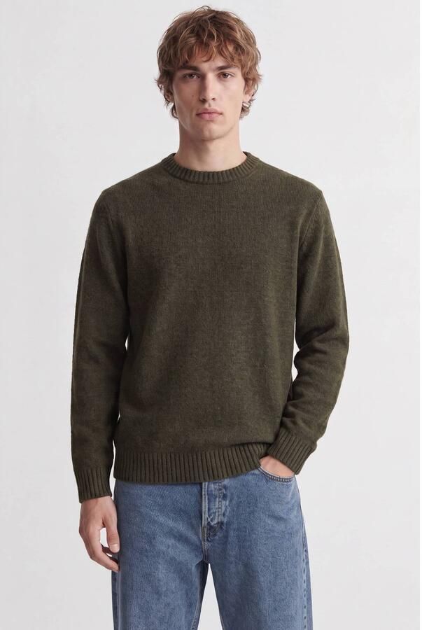 JACK & JONES ESSENTIALS regular fit gebreide trui met wol donkergroen
