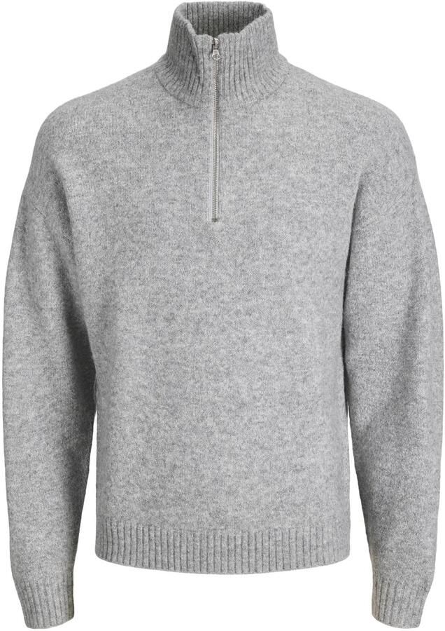JACK & JONES ESSENTIALS regular fit gebreide trui met wol lichtgrijs