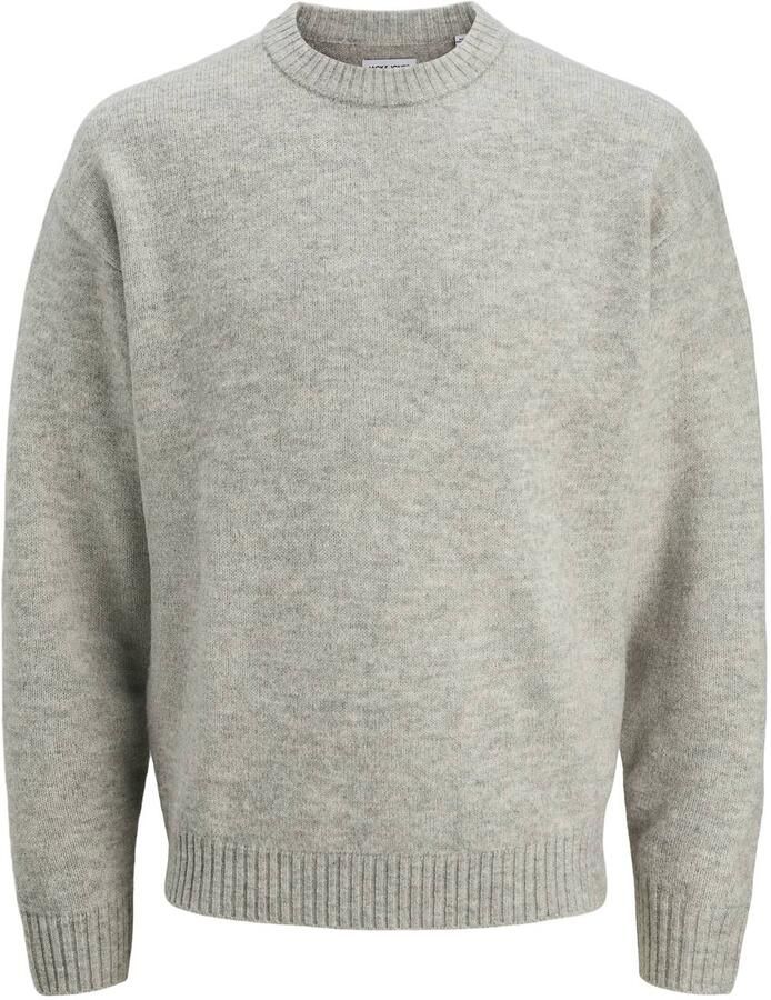 JACK & JONES ESSENTIALS regular fit gebreide trui met wol light grey