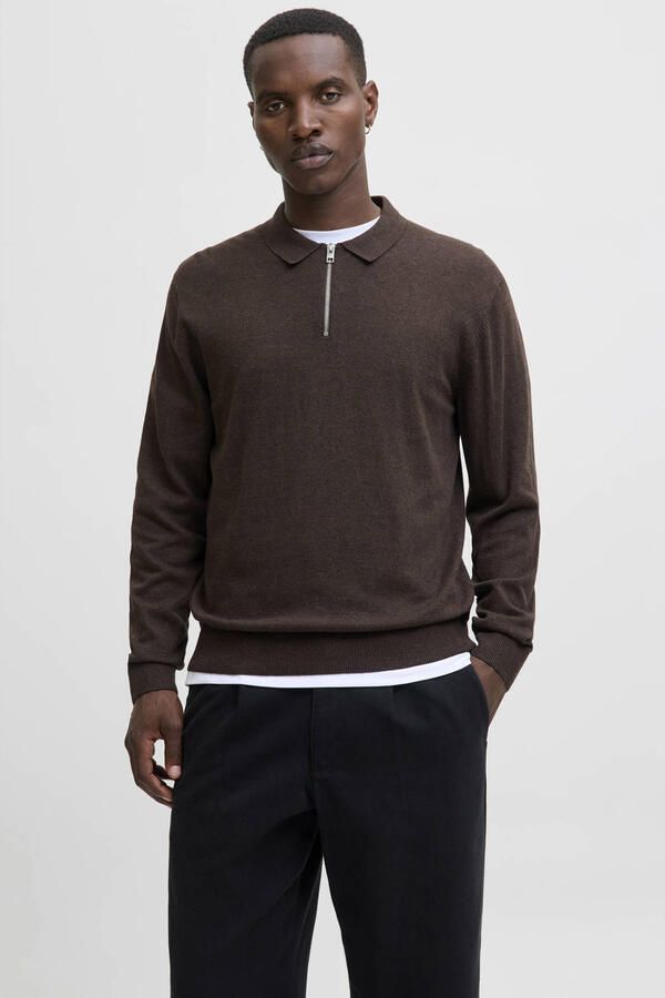 Jack & Jones Trui met polokraag JJEEMIL KNIT POLO HALF ZIP LS NOOS