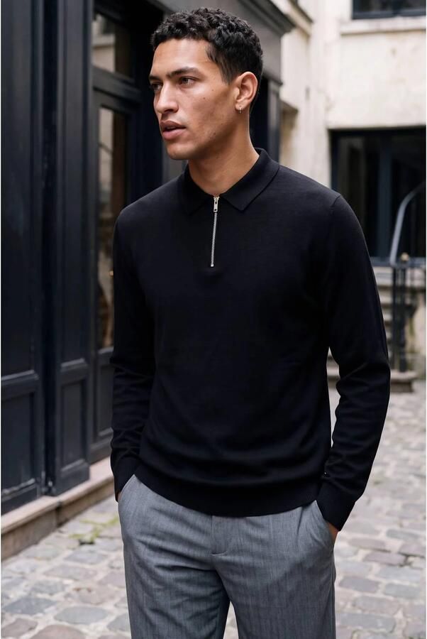 Jack & Jones Trui met polokraag JJEEMIL KNIT POLO HALF ZIP LS NOOS
