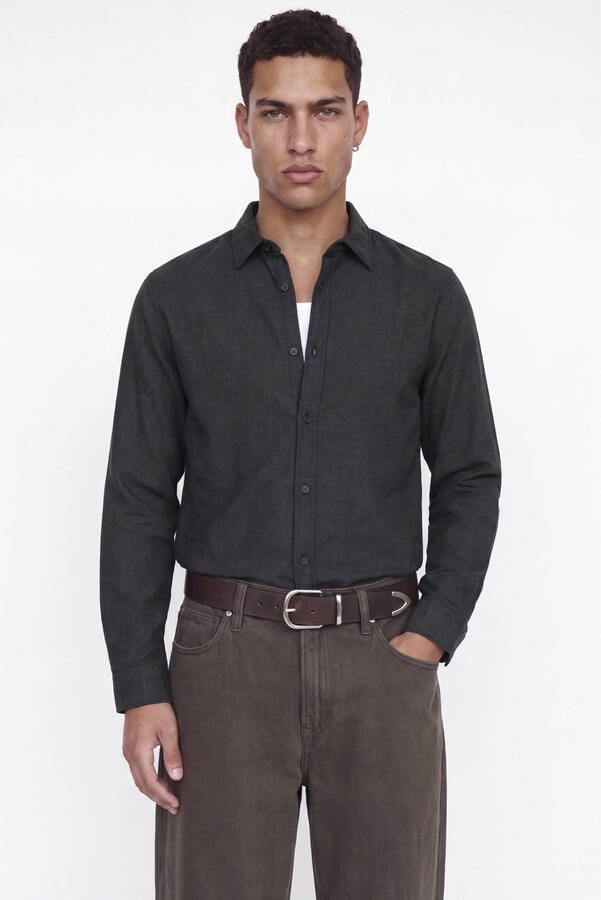 JACK & JONES ESSENTIALS regular fit gemêleerd casual overhemd zwart